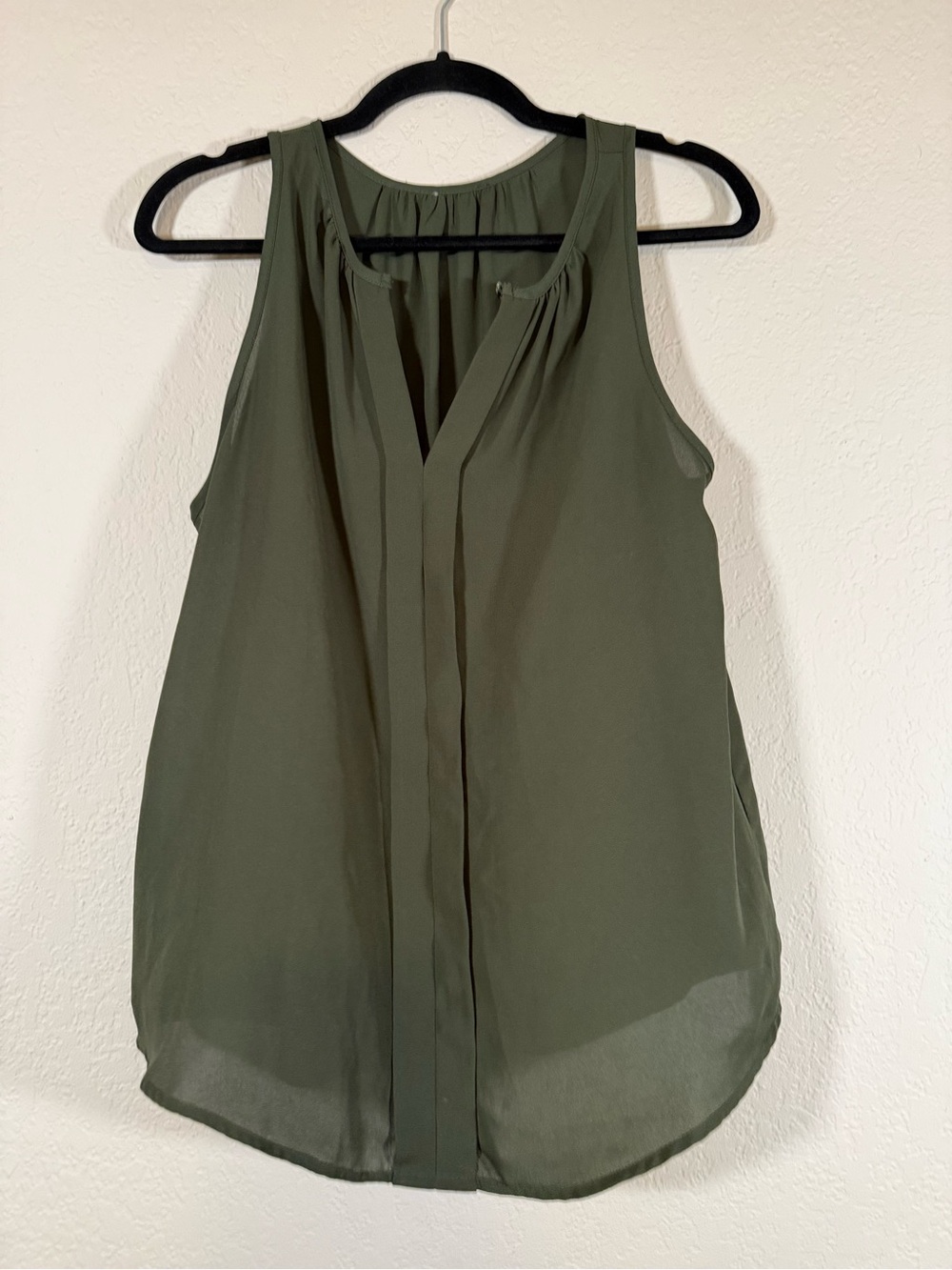 Olive Green Sleeveless Chiffon Blouse Top Women's
